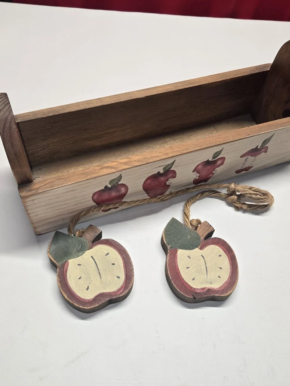 Vintage Wooden Apple decor box Cottage core Country